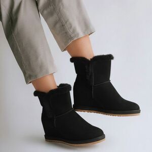 UGG Black Winter Boots with Fur Trim